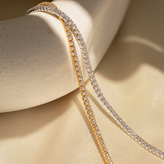 Round Cut Moissanite Diamond Tennis Bracelet in Solid Gold