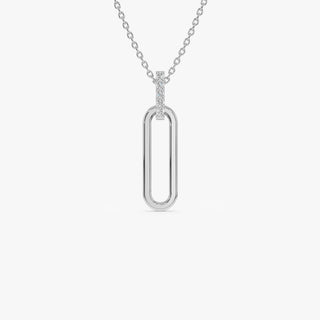 Round Cut Diamond 14k Gold Paper Clip Link Pendant for Her