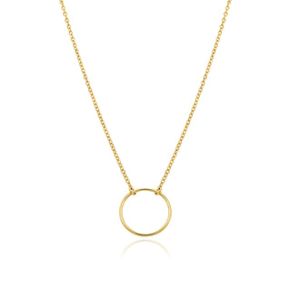 Circle Pendant Dainty Simple Necklace in 14K Solid Gold
