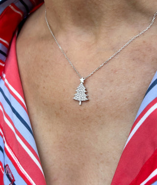 Round Cut Christmas Tree Necklace for Women Christmas Jewelry Gift