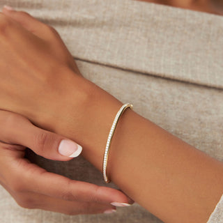 Round Cut Diamond Channel Set Bangle Bracelet for Halloween Gift