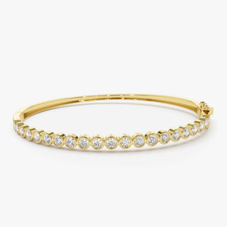 Bezel Set Round Cut Diamond Bracelet Bangle for Her