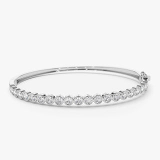 Bezel Set Round Cut Diamond Bracelet Bangle for Her