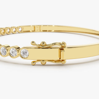 Bezel Set Round Cut Diamond Bracelet Bangle for Her