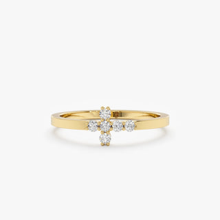 Round Cut Diamond Cross Wedding Band for Religious Gifts