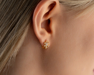 Round Cut Diamond Snowflake Shape Earrings for Christmas Gift