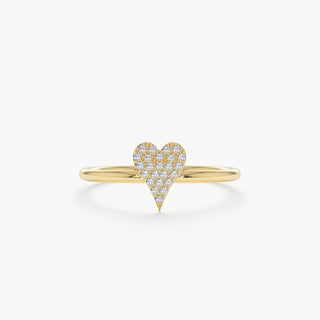 Round Cut Micro Pave Diamond Heart Shape Wedding Ring