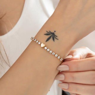 5 To 7" Adjustable Tennis Heart Diamond Bracelet for Her