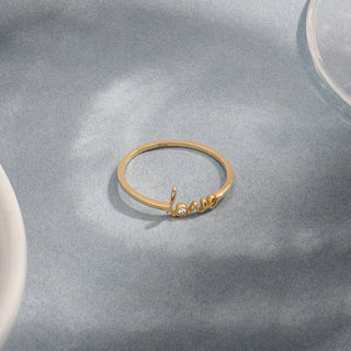 Love Moissanite Diamond Ring in Solid Yellow Gold