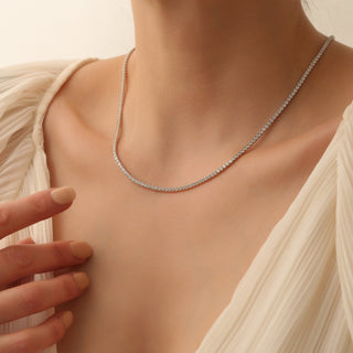 Round Cut Diamond Moissanite Tennis Necklace for Women