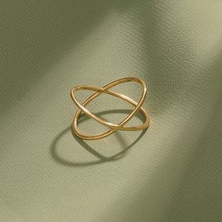 Criss Cross Gold Wedding Band in Solid Yellow Gold