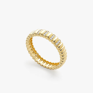 Round Cut Diamond Half Eternity Unique Wedding Ring for Her