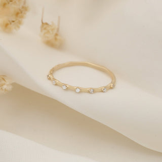 Round Cut Diamond Petite Pave Wedding Band for Women