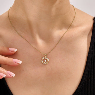 Round Cut Diamond Double Heart Intertwined Necklace for Her