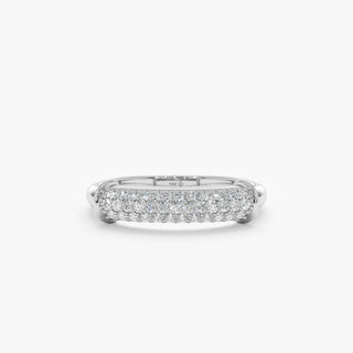 Round Cut Diamond Moissanite Paved Dome Wedding Ring in 14K Gold