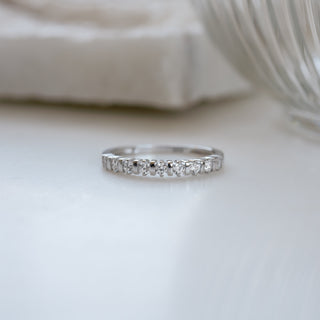 0.50 TCW Round Bar Set Half Eternity Moissanite Diamond Wedding Band