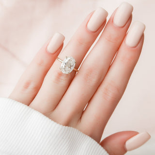 4.0CT Oval Hidden Halo Moissanite Diamond Engagement Ring