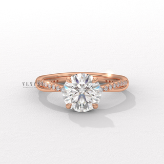 Round brilliant infinity moissanite ring front view