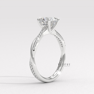 Round brilliant infinity ring on hand