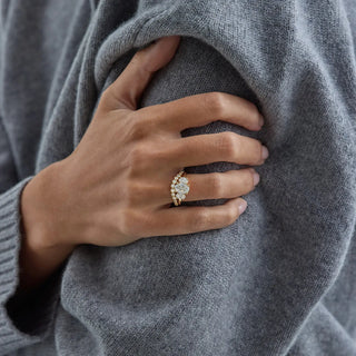 1.0ct Three Stone Oval Moissanite Diamond Engagement Ring With Matching Unique Band