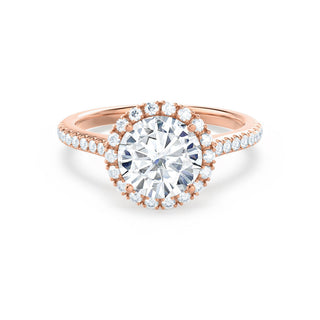 Bold 1.0ct round halo moissanite ring close up of the setting image 2