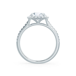 Stunning 1.0ct round halo moissanite ring three quarter angled view image 2