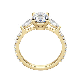 2.10CT Oval Diamond 3 Stone Moissanite Engagement Ring