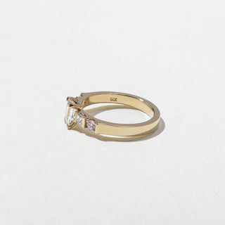 0.50ct Emerald Cut Diamond Bar Pave Band Engagement Ring