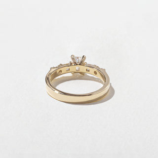 0.50ct Emerald Cut Diamond Bar Pave Band Engagement Ring