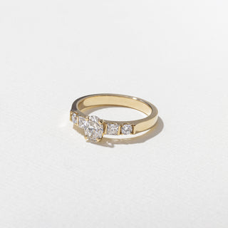 0.50ct Oval Cut Diamond Bar Pave Band Engagement Ring
