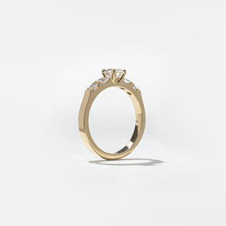0.50ct Oval Cut Diamond Bar Pave Band Engagement Ring