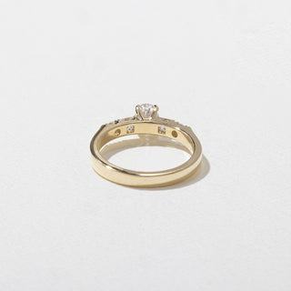 0.50ct Oval Cut Diamond Bar Pave Band Engagement Ring