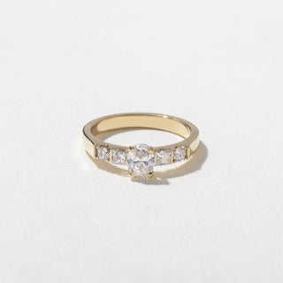 0.50ct Oval Cut Diamond Bar Pave Band Engagement Ring