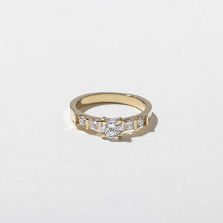 0.50ct Round Cut Diamond Bar Pave Band Engagement Ring