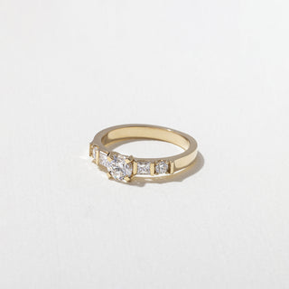 0.50ct Round Cut Diamond Bar Pave Band Engagement Ring