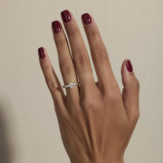 0.50ct Oval Cut Diamond Bar Pave Band Engagement Ring