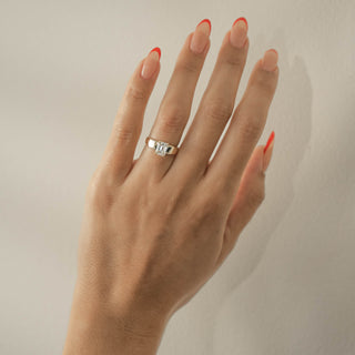 1.0ct Emerald Cut Diamond Unique Band Engagement Ring