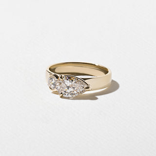 1.0ct Pear & Round Diamond Moissanite Solitaire Engagement Ring With Matching Curved Band