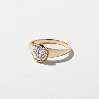 1.50ct Round Cut Diamond Bezel Cradled Band Engagement Ring