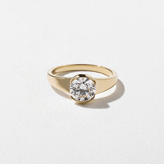 1.50ct Round Cut Diamond Bezel Cradled Band Engagement Ring