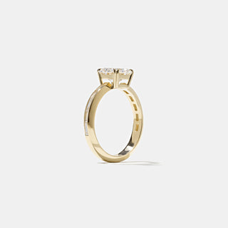 1.30ct Asscher Cut Diamond Channel Pave Band Engagement Ring