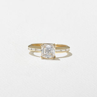 1.30ct Asscher Cut Diamond Channel Pave Band Engagement Ring