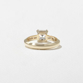 1.30ct Asscher Cut Diamond Channel Pave Band Engagement Ring