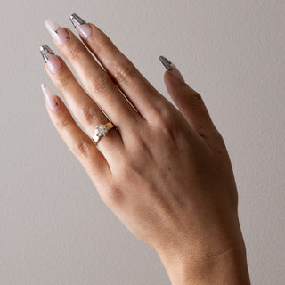 Timeless 2.0ct round moissanite wedding band close up of the setting