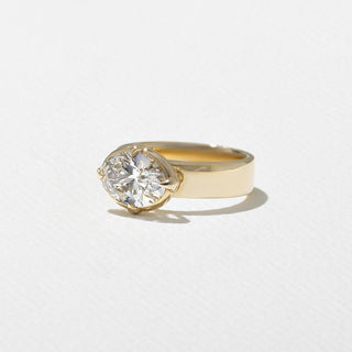 2.0ct Oval Cut East West Diamond Unique Band Engagement Ring