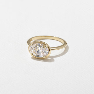 Vintage 2.0ct oval solitaire moissanite wedding band side profile view