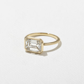 2.0ct Bezel Set Emerald Diamond Moissanite Solitaire Engagement Ring With Matching Band