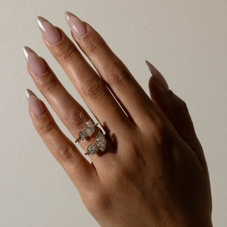 2.0ct Marquise & 1.40ct Round Cut Moissanite Toi Et Moi Engagement Unique Ring Designs With Matching Band
