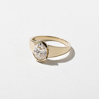 1.50ct Oval Cut Diamond Bezel Cradled Band Engagement Ring