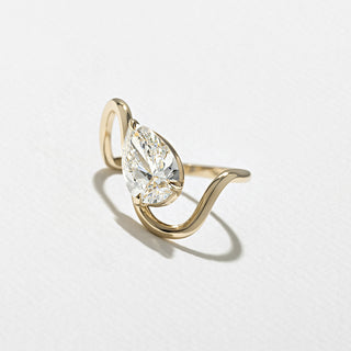 1.75ct Pear Cut Curved Engagement Unique Diamond Rings Classy With Wedding Band